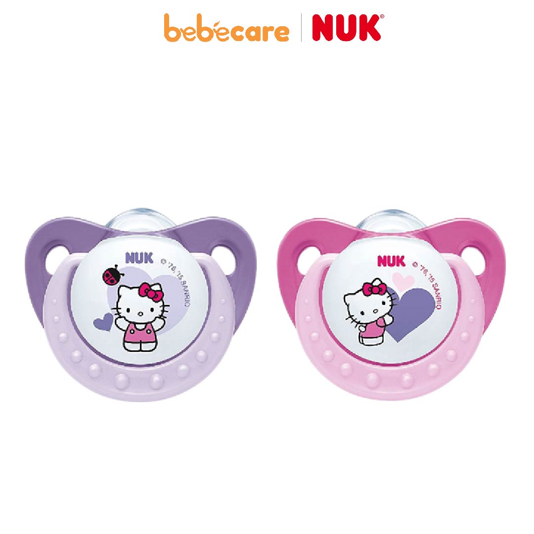 NUK (1080)-Bộ 2 Ti Giả NUK Silicone Sleeptime Hello Kitty (Từ 6 - 18 Tháng)